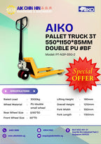 AIKO PALLET TRUCK 3T 550*1150*85MM DOUBLE PU #BF | MODEL: PT-N3P-550-2