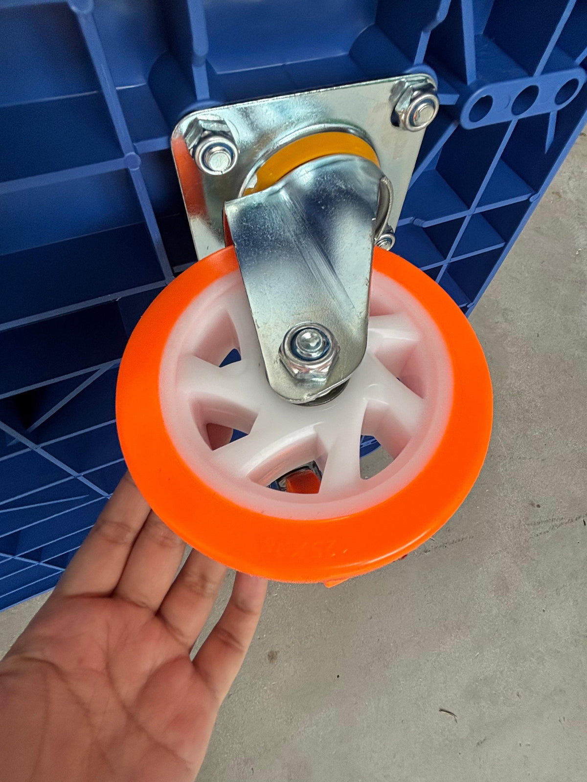AIKO PVC BLUE TROLLEY 300KG WITH ORANGE WHEEL (2860071) | MODEL : TRL-DL300F-O