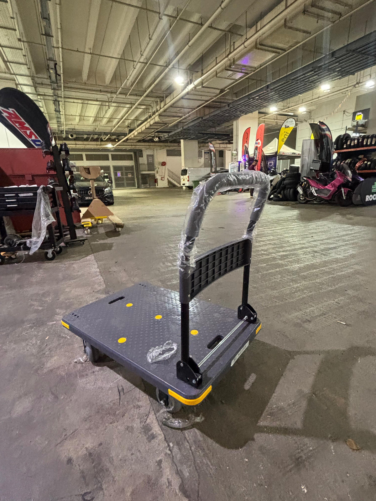AIKO SUPER HEAVY DUTY PVC TROLLEY 500KG (GREY) #2859980 WITH STEEL SUPPORT | MODEL: TRL-DL600HD