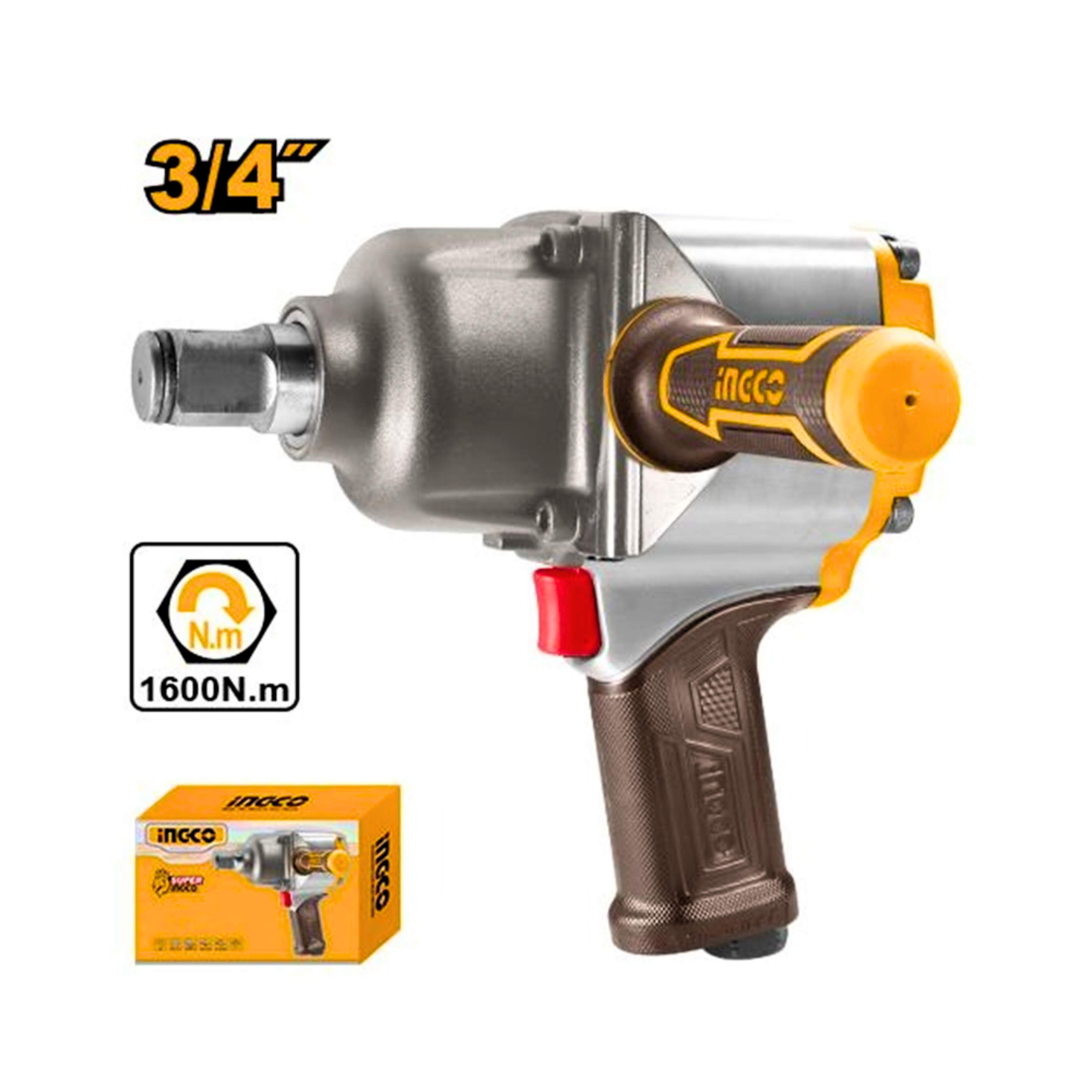 INGCO AIW341302, AIR IMPACT WRENCH 3/4" DR. MAX TORQUE 1600NM Main image