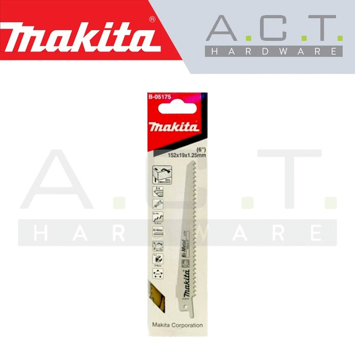 MAKITA RECIPRO SAW BLADE, (WOOD/ METAL & GLASS FIBER CUTS), B-05175