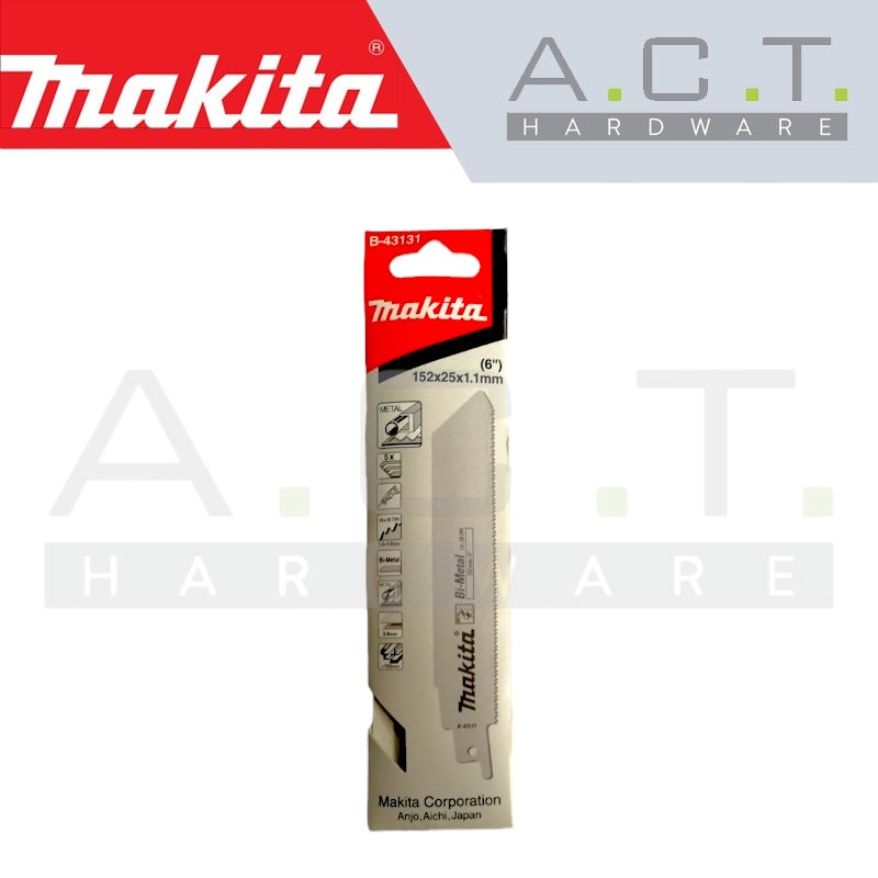 MAKITA RECIPRO SAW BLADE, (METAL/ HEAVY/ BI-METAL/ METAL PLATE & PIPE CUTS), B-43131 Main image