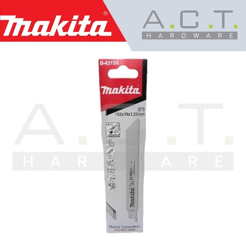 MAKITA RECIPRO SAW BLADE, (METAL/ HEAVY/ BI-METAL/ THICK METAL SHEET FINE CUTS), B-43153 Main image