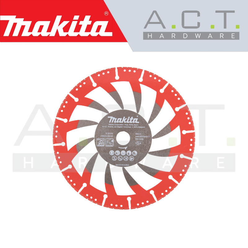 MAKITA DIAMOND WHEEL 230MM VACUUM BRAZED LESS SPARK (DRY/MULTI-MATERIAL), B-55326