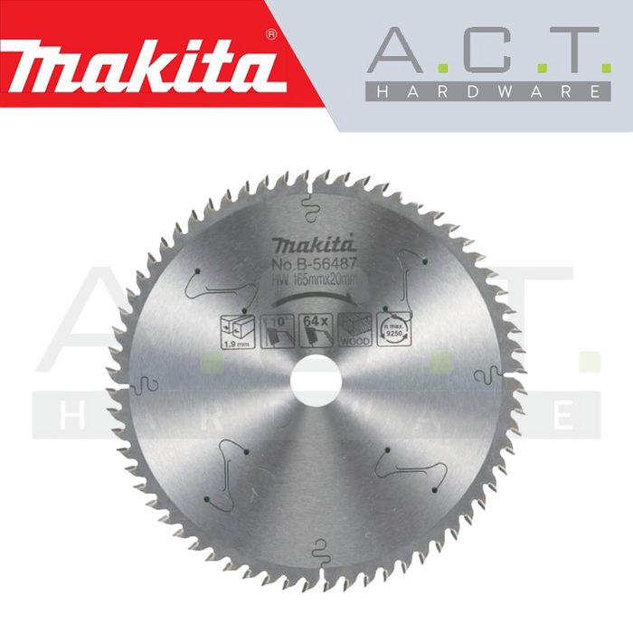 MAKITA T.C.T SAW BLADE 165X20X64T WOOD, B-56487