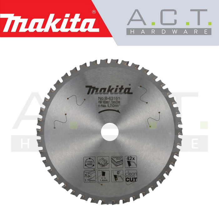 MAKITA T.C.T SAW BLADE 165X20X42T SANDWICH PANE, B-63161