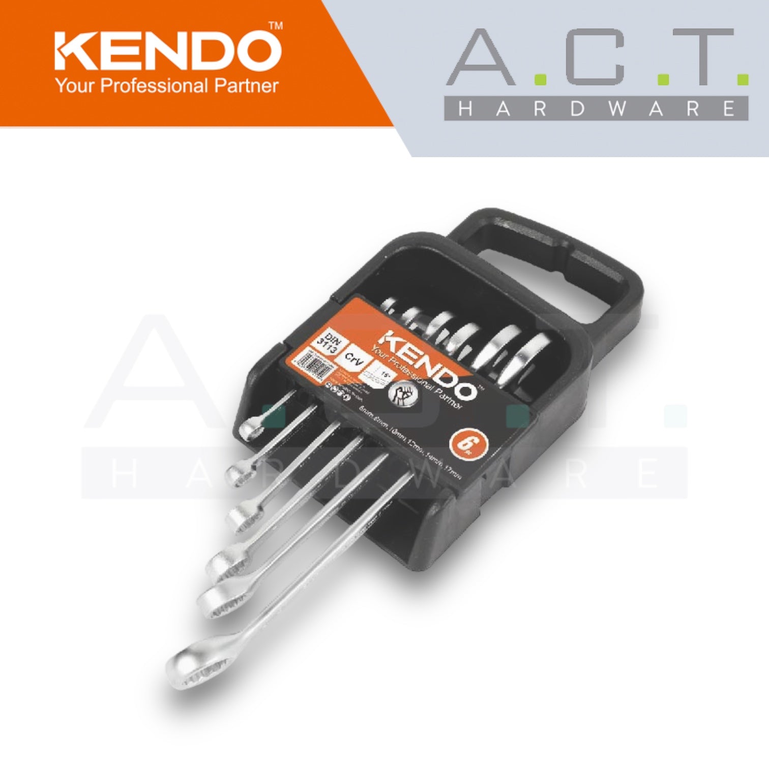 KENDO 6PC COMBINATION SPANNER SET  - 15412 Main image