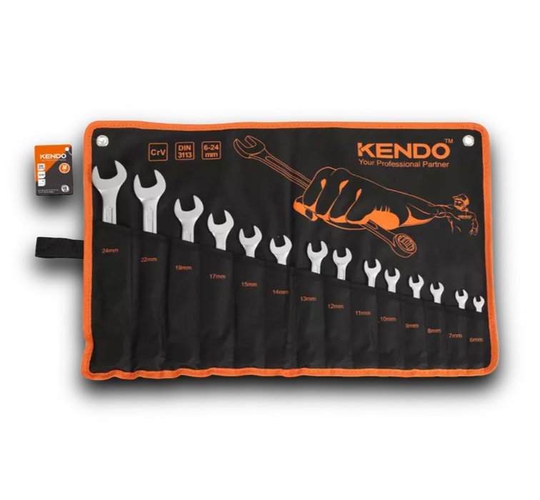 KENDO 14pc Combination Spanner Set, 8 to 24mm, 15246