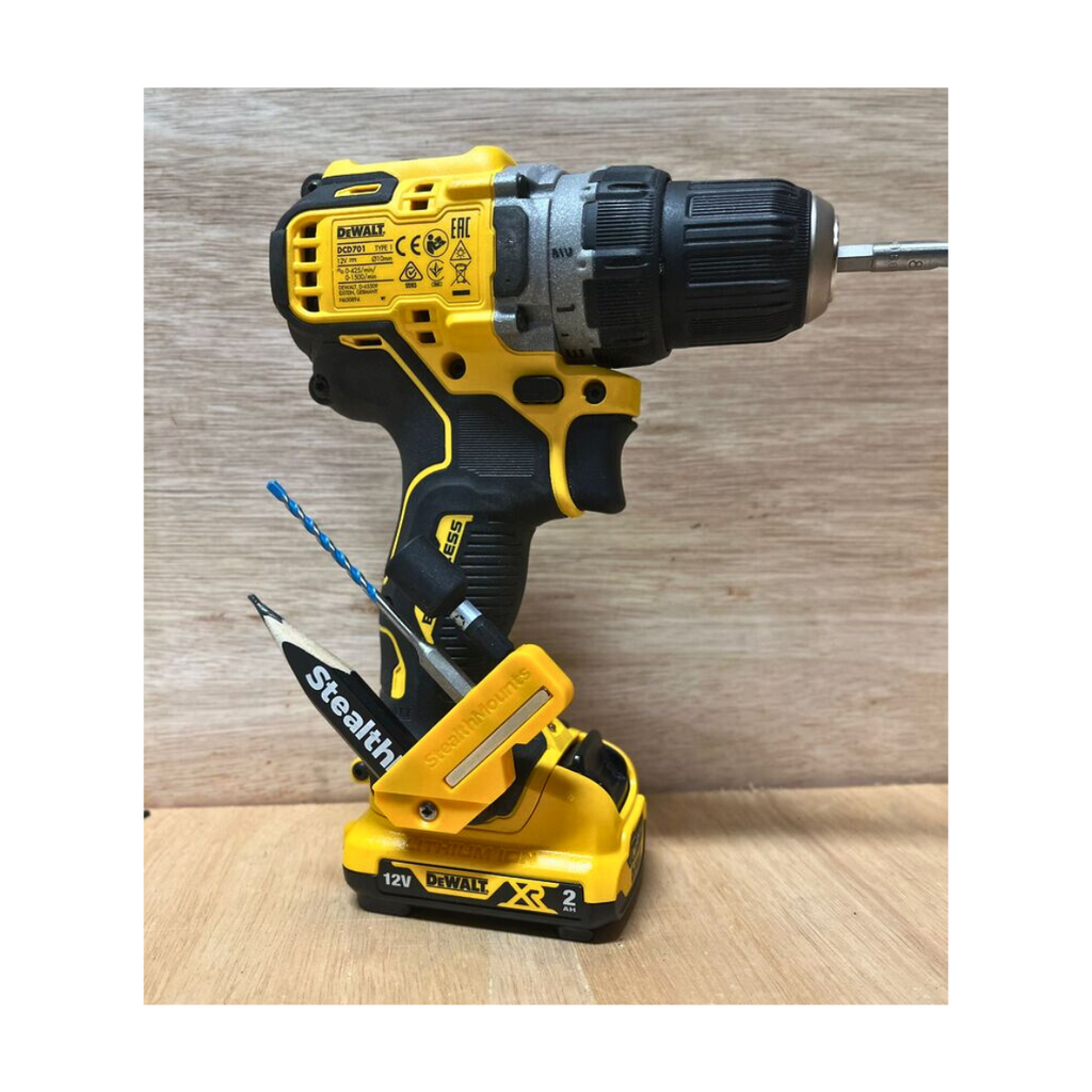 StealthMounts 45° & 90° Magnetic Bit Holder for Dewalt XR & Flexvolt Tools [SKU: BH-DW-4590-YLW]