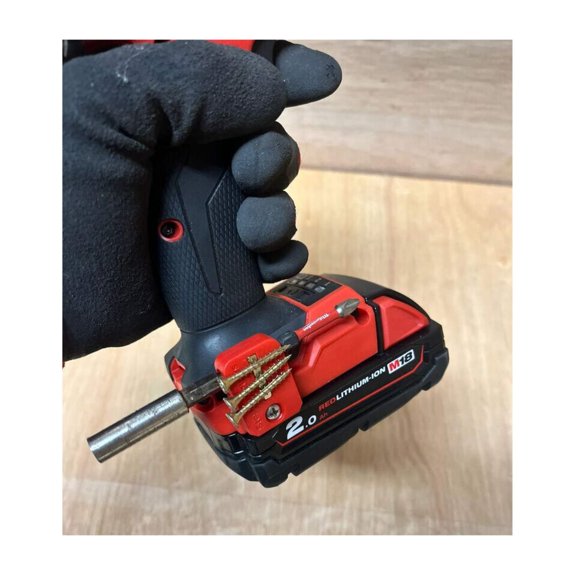 StealthMounts Stubby Magnetic Bit Holder for Milwaukee M18 Tools [SKU: BH-M18-S-RED-2]
