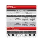 Makita 1PC Magnetic Nutsetter, 1/4" Hex Shank, 7- 17MM Socket Size, E-Form, 50- 86mm Length
