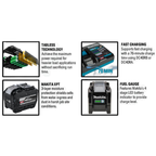 MAKITA BL4080H, 40V LI-ION BATTERY, 8.0AH (BATTERY FUEL GAUGE, HIGH OUTPUT, TABLESS CELL TECHNOLOGY)