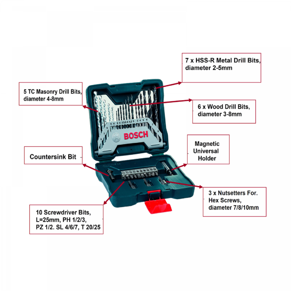 BOSCH 33PCS X-LINE SET DRILL & SCREW BIT SET