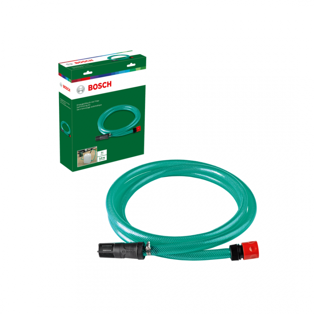 BOSCH SELF PRIMING KIT 3MTR HOSE FOR BOSCH AQUATAK PRESSURE WASHERS COMES WITH COUPLING AND VALVE