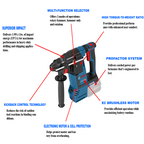 BOSCH GBH 18V-26 WITH GDE 18V-16 CORDLESS ROTARY HAMMER DRILL SDS-PLUS WITH DUST EXTRACTOR SYSTEM