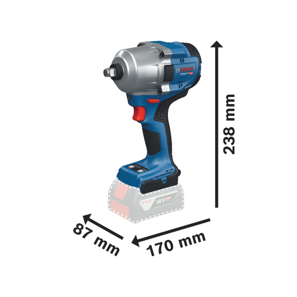 BOSCH GDS 18V-780 PRO CORDLESS IMPACT DRIVER/WRENCH 1/2" 18V 5.0AH BATTERY SET