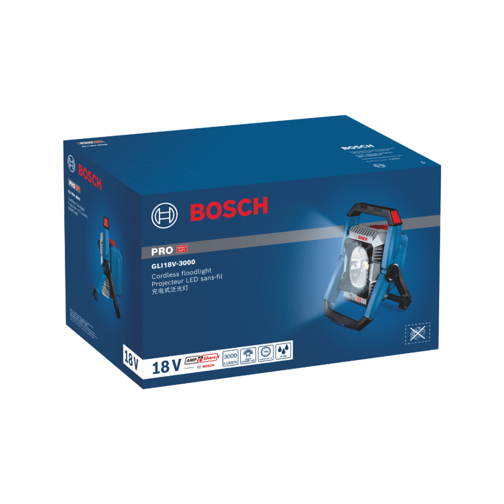 BOSCH GLI 18V-3000 PRO CORDLESS WORK LAMP (BARE UNIT)