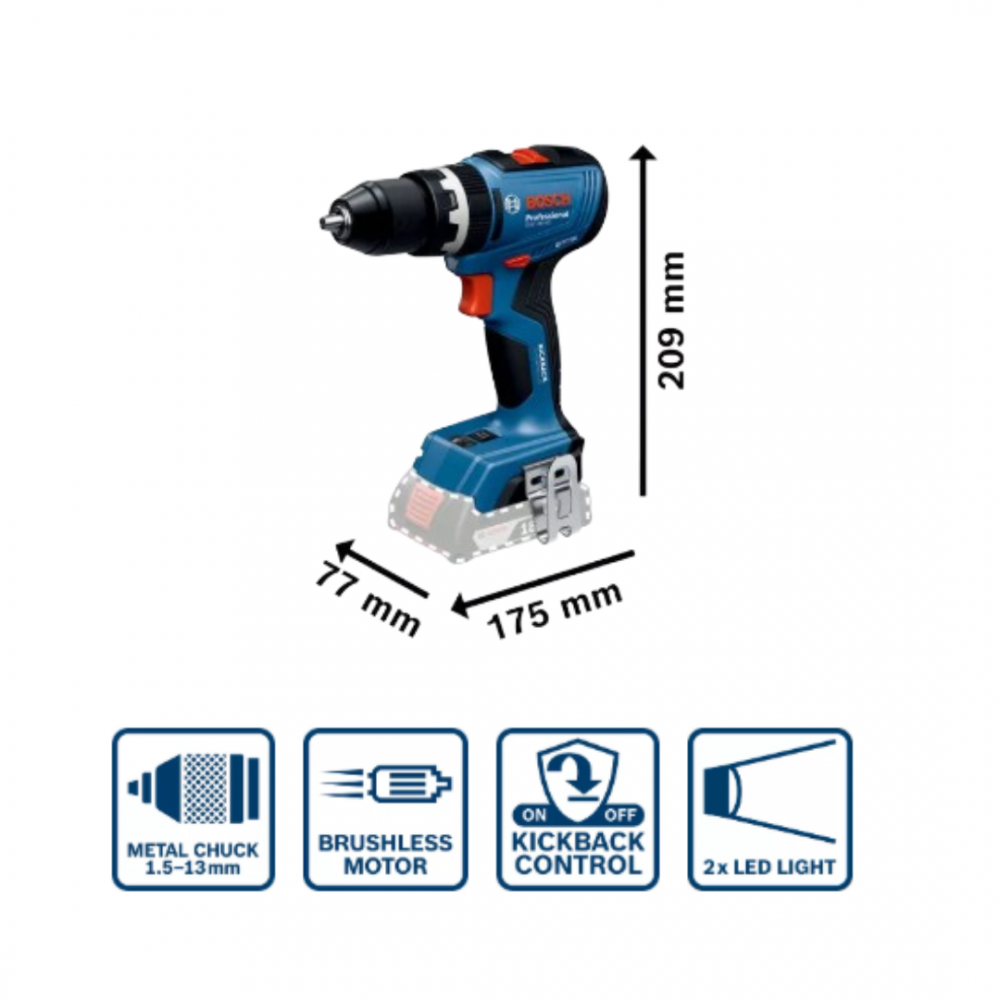 BOSCH GSB 18V-65 PRO CORDLESS IMPACT DRILL DRIVER BRUSHLESS MOTOR WITH L-CASE