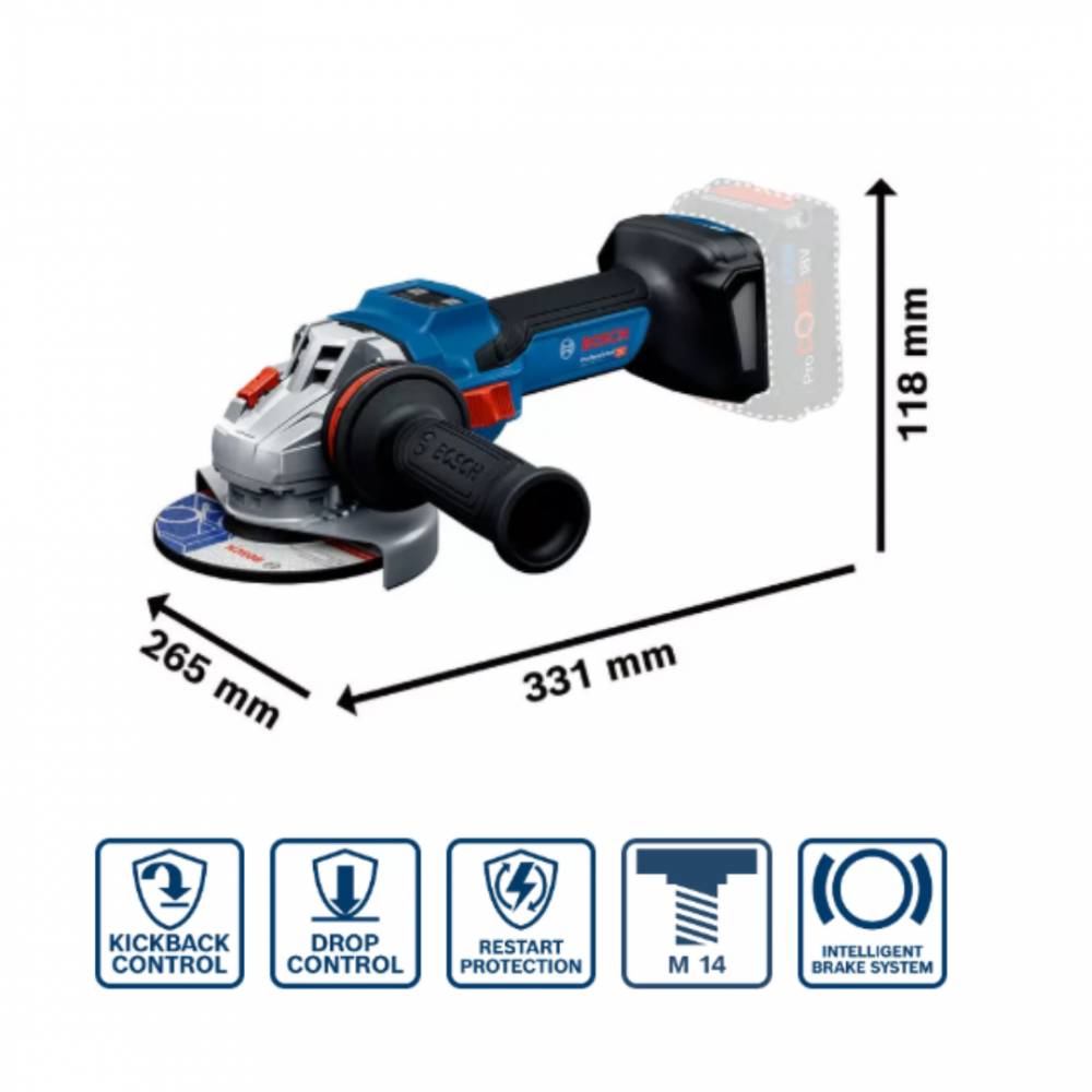 BOSCH GWS 18V-15S PRO CORDLESS ANGLE GRINDER125MM (5") 1500W- BARE UNIT