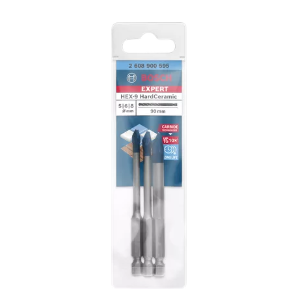 BOSCH 3-PIECE EXPERT HEX-9 HARD CERAMIC DRILL BIT SET (5/6/8 MM)