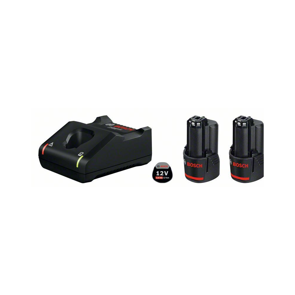 BOSCH STARTER KIT 12V 2.0AH 2PCS BATTERY AND 1PC GAL12V-40 FAST CHARGER
