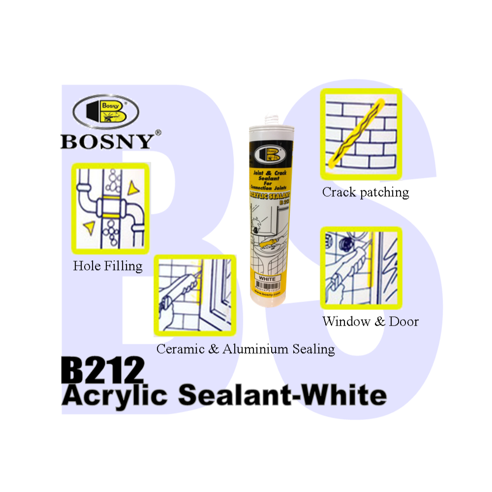 BOSNY ACRYLIC SEALANT WHITE 300ML B212 Secondary image
