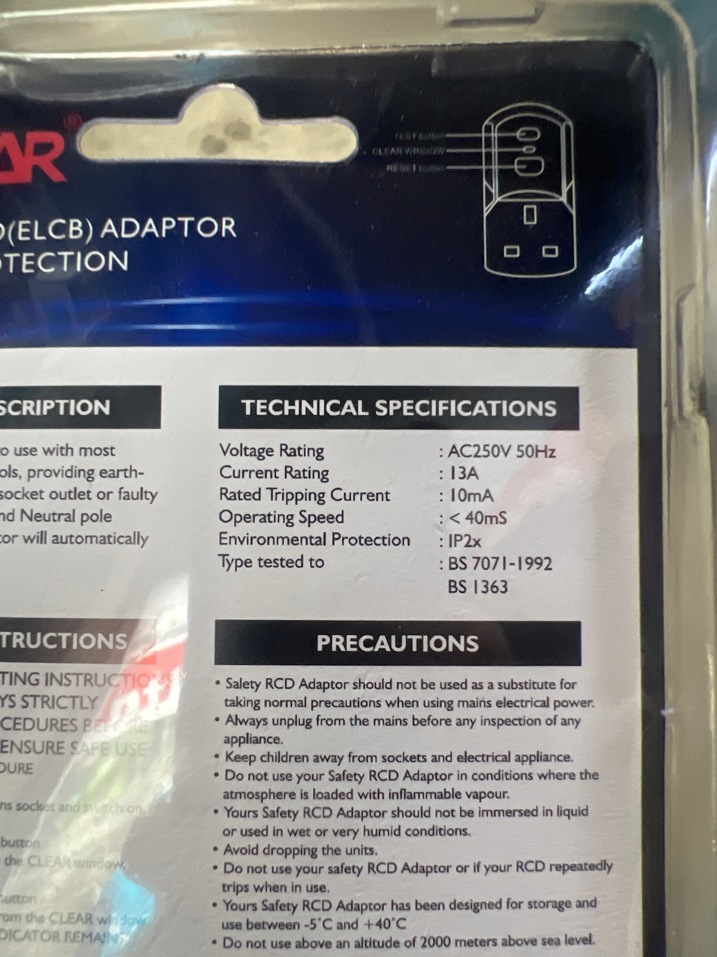 VISTAR SAFETY RCD(ELCB) ADAPTOR POWER PROTECTION RCD01-10MA