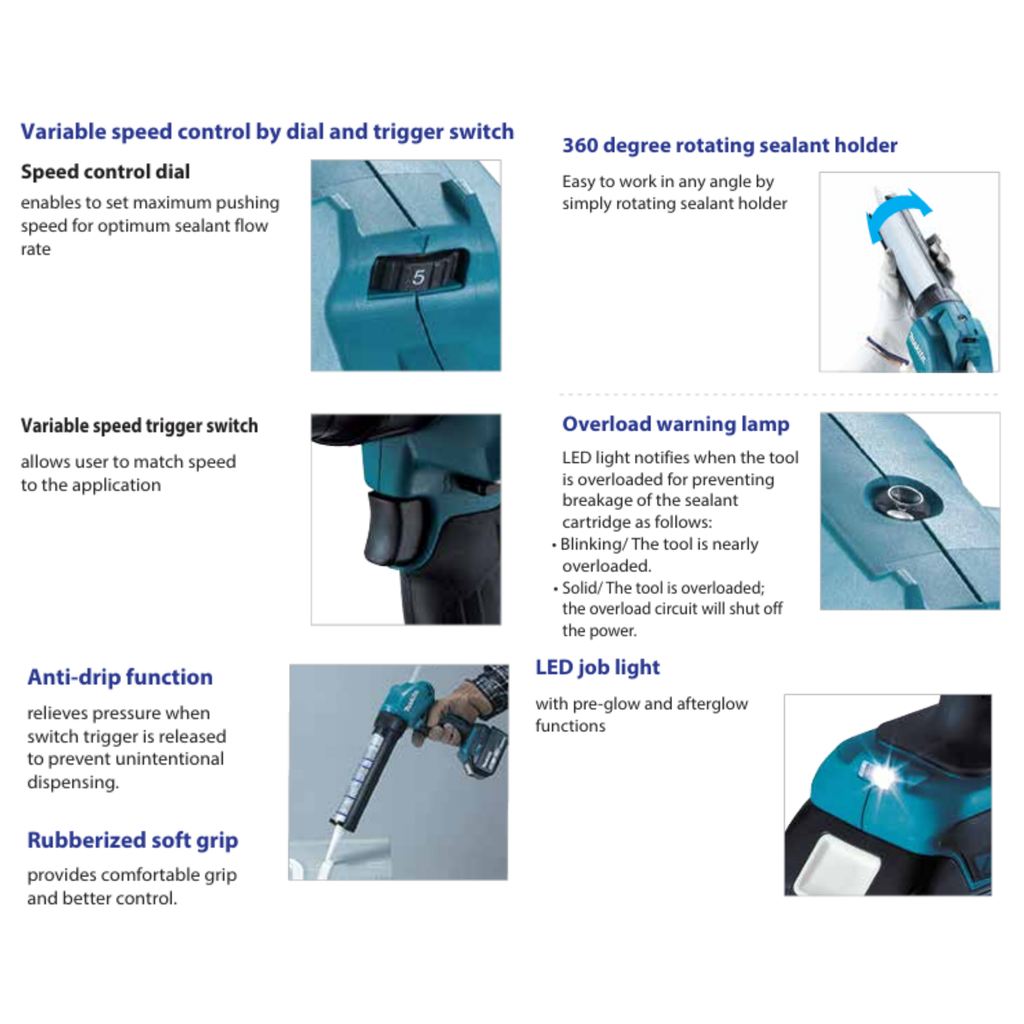 MAKITA CG100DZA, 12V CORDLESS CAULKING GUN (BARE UNIT)