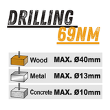 INGCO CIDLI426981, 42V Compact Brushless Cordless Impact Drill Set, 69Nm, 13MM Chuck Size, Hammer Drill