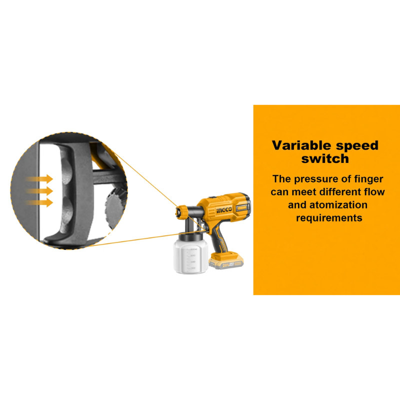 INGCO CSGLI2004, 20V LI-ION CORDLESS PAINT SPRAY GUN