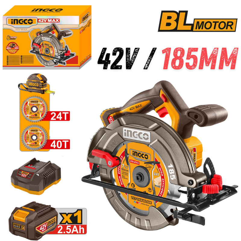 INGCO CSLI4218511, 42V Cordless Circular Saw Set, 185MM (7-1/4") Main image