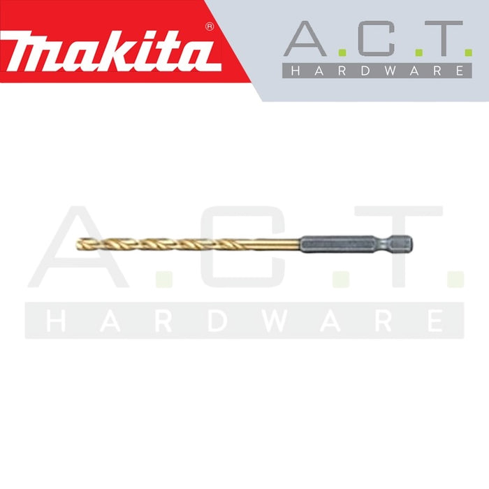 MAKITA HSS-TiN METAL DRILL BIT WITH 1/4” HEX SHANK