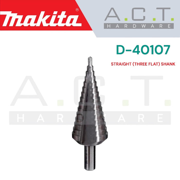 MAKITA STEP DRILL BIT, STRAIGHT (THREE FLAT) SHANK TYPE