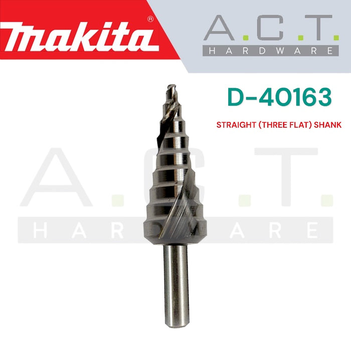 MAKITA STEP DRILL BIT, STRAIGHT (THREE FLAT) SHANK TYPE