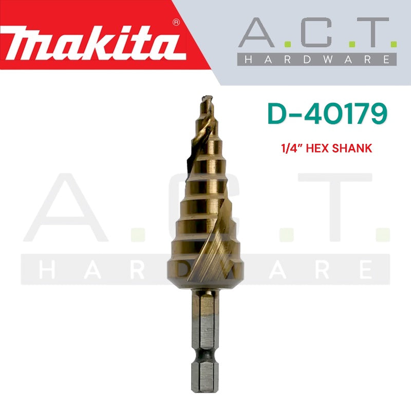 MAKITA STEP DRILL BIT, 1/4" HEX (E-FORM)-SHANK