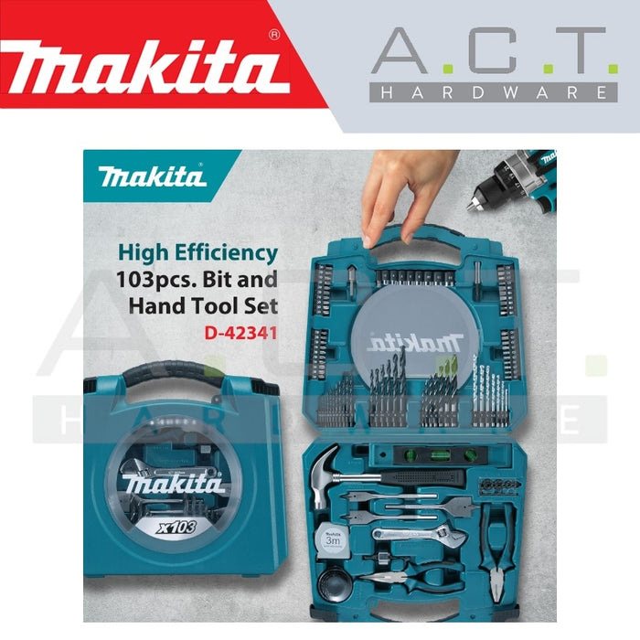 MAKITA 103PC WOOD/ MASONRY DRILL BITS & HAND TOOLS DISPLAY SET, D-42341