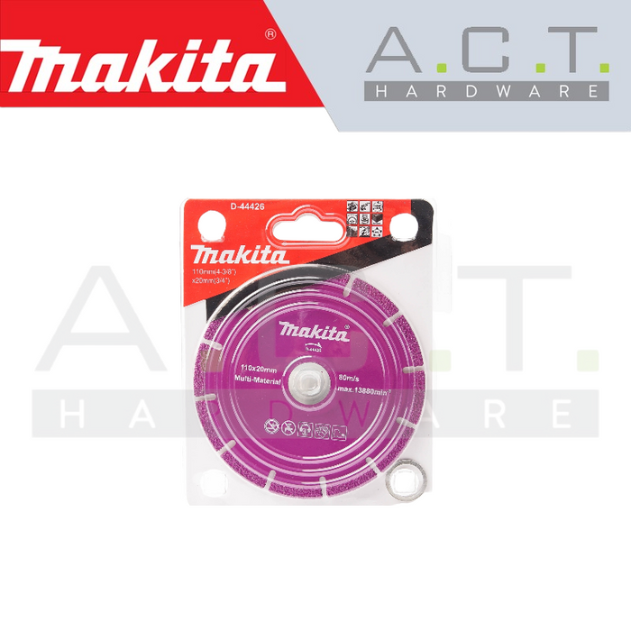 MAKITA DIAMOND WHEEL 110MM VACUUM BRAZED LESS SPARK (DRY/MULTI-MATERIAL), D-44426