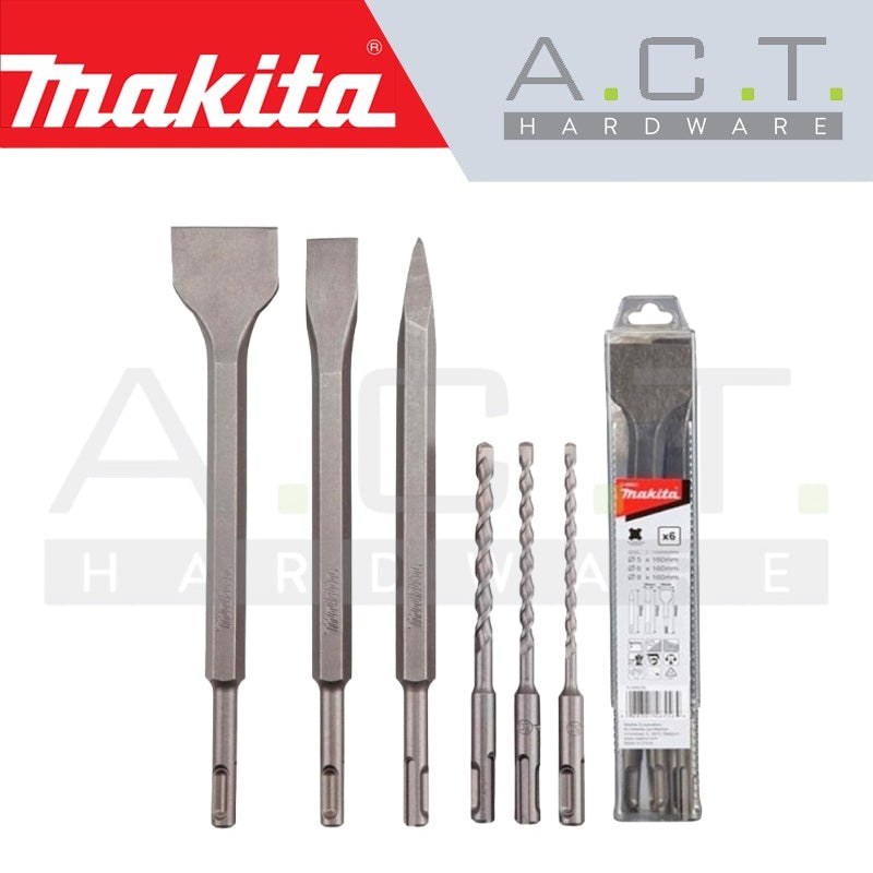 MAKITA T.C.T DRILL BIT SET (6PCS) FOR SDS-PLUS HAMMERS, D-58920