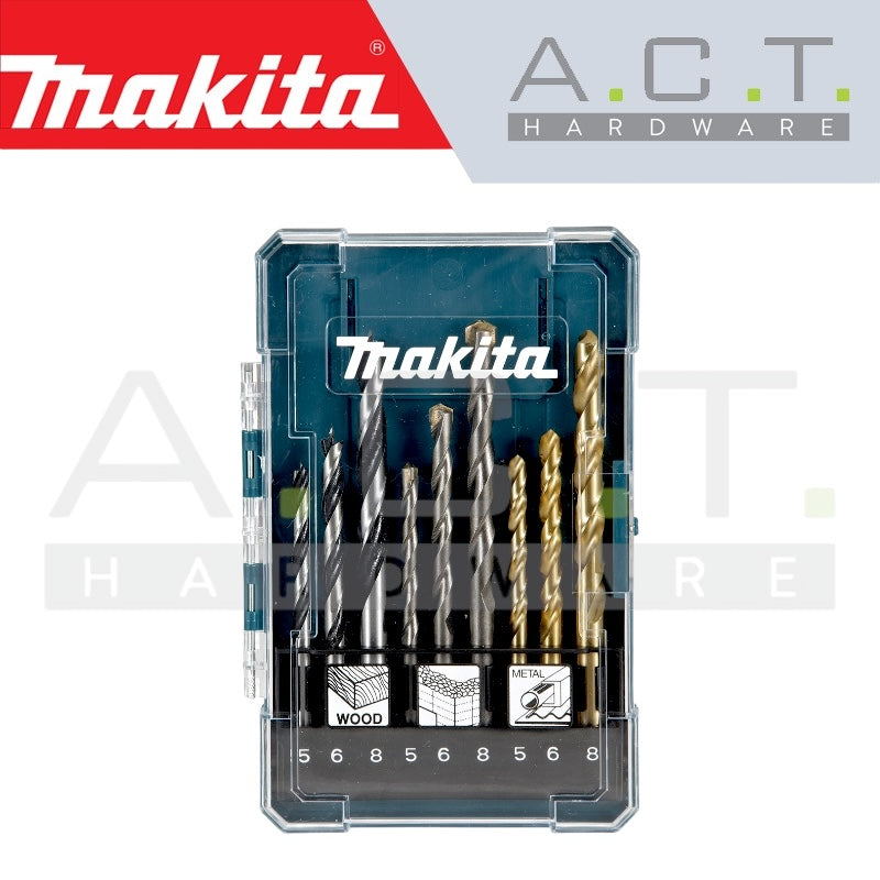MAKITA 9PC WOOD/ METAL / MASONRY DRILL BITS SET, D-71962 Main image