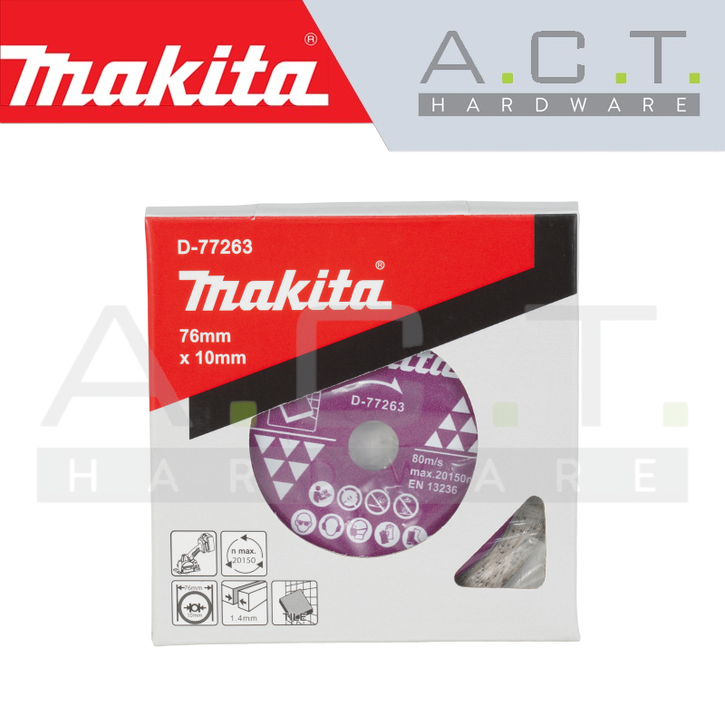MAKITA DIAMOND WHEEL 76MM CONTINUOUS RIM (WET/TILE/CONRETE/BRICK), D-77263