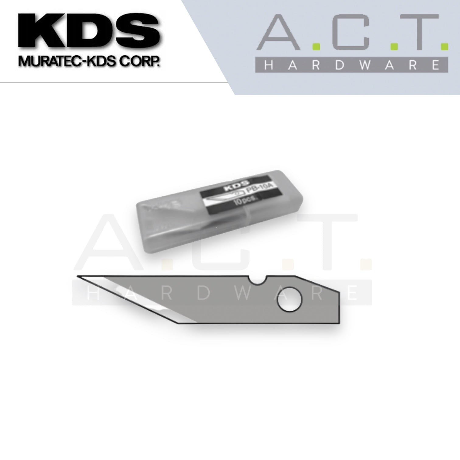 KDS PB10A, SPARE STRAIGHT BLADES FOR PLASTIC CUTTER 9MM (10PCS/PKT) Main image