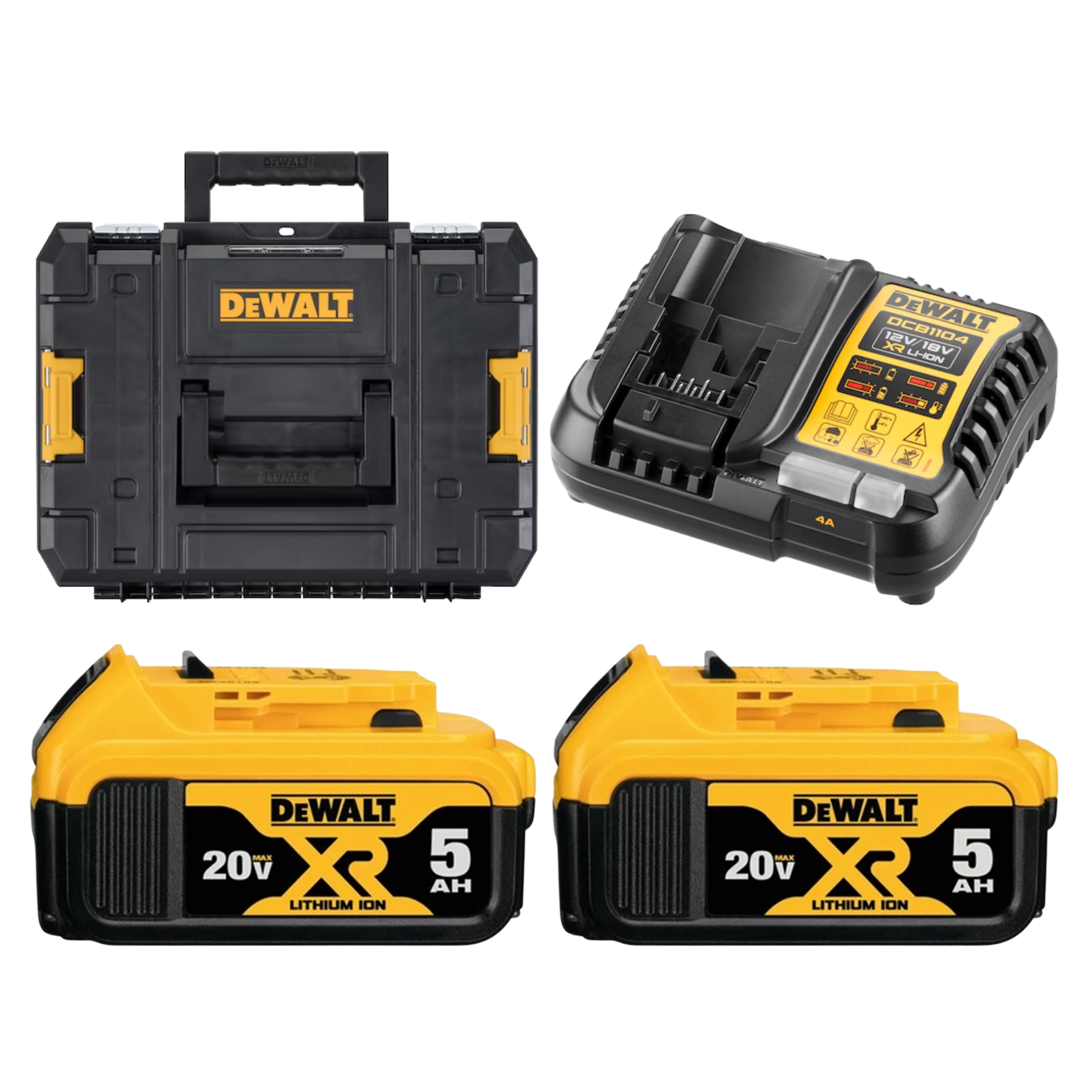 DEWALT 20V MAX / 18V LI-ON BATTERIES & CHARGER SET WITH T-STAK CASE - 2.0AH / 4.0AH / 5.0AH Main image