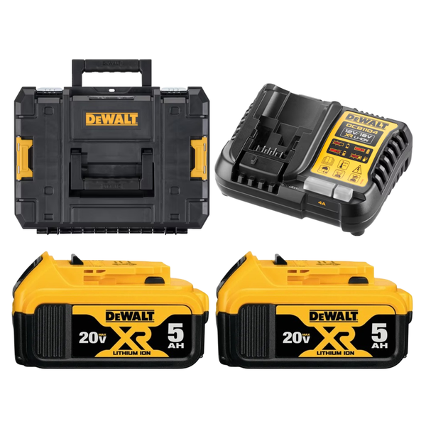 DEWALT 20V MAX / 18V LI-ON BATTERIES & CHARGER SET WITH T-STAK CASE - 2.0AH / 4.0AH / 5.0AH
