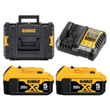 DEWALT 20V MAX / 18V LI-ON BATTERIES & CHARGER SET WITH T-STAK CASE - 2.0AH / 4.0AH / 5.0AH