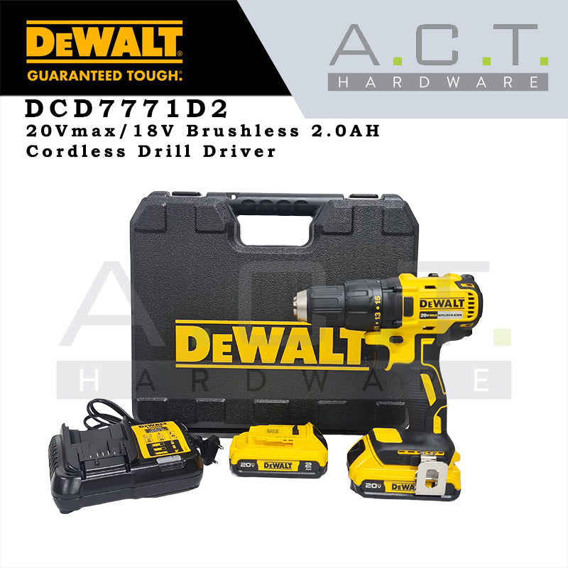 DEWALT DCD7771D2 20V CORDLESS BRUSHLESS DRIVER DRILL 2.0AH Main image