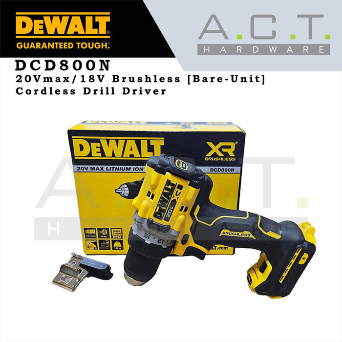 DEWALT DCD800N 20V CORDLESS BRUSHLESS DRIVER DRILL [BARE UNIT]