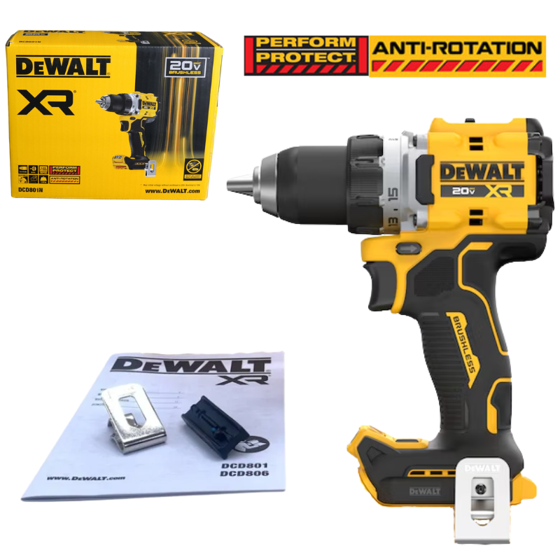 DEWALT DCD801N, 18V / 20VMAX BRUSHLESS ANTI-ROTATION DRILL DRIVER (BARE TOOL ONLY) Secondary image