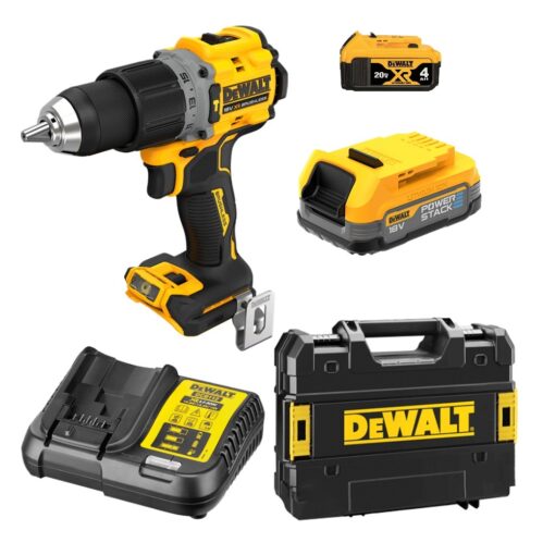 DEWALT DCD806S1M1T, 20V/18V HAMMER DRILL DRIVER (1PC 3.5AH POWERSTACK BATTERY, 1PC 4.0AH XR BATTERY, 1PC CHARGER)