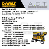DEWALT DCD999N 20V FVA CORDLESS BRUSHLESS HIGH TORQUE HAMMER DRIVER DRILL [BARE]