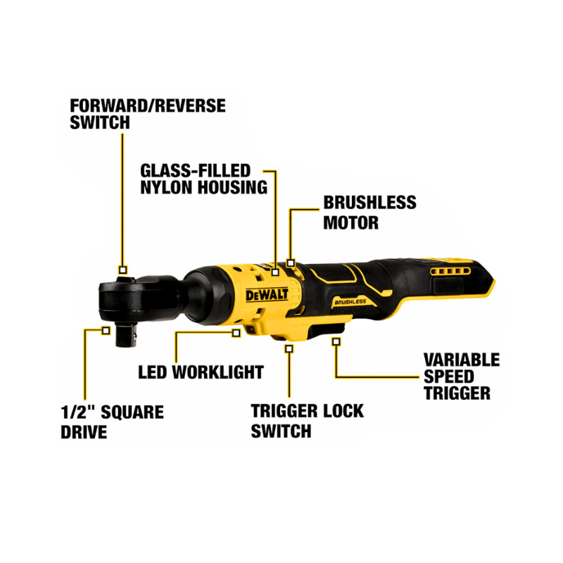 DEWALT DCF512N, 18V / 20VMAX BRUSHLESS 1/2″ OPEN HEAD RATCHET WRENCH (BARE TOOL ONLY) (Copy)